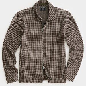 NWT $498 Todd Snyder Wool Houndstooth Zip Deck G9 Harrington Jacket in Beige